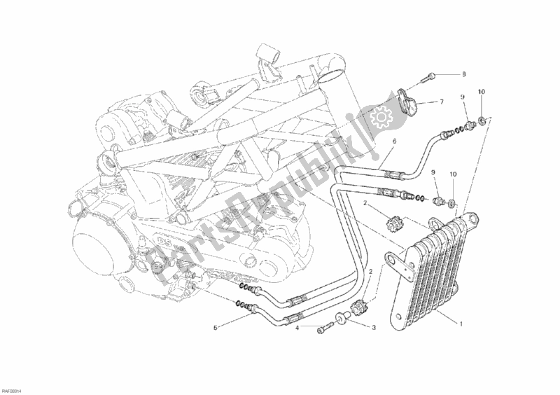 Alle onderdelen voor de Olie Koeler van de Ducati Monster 1100 ABS 2010